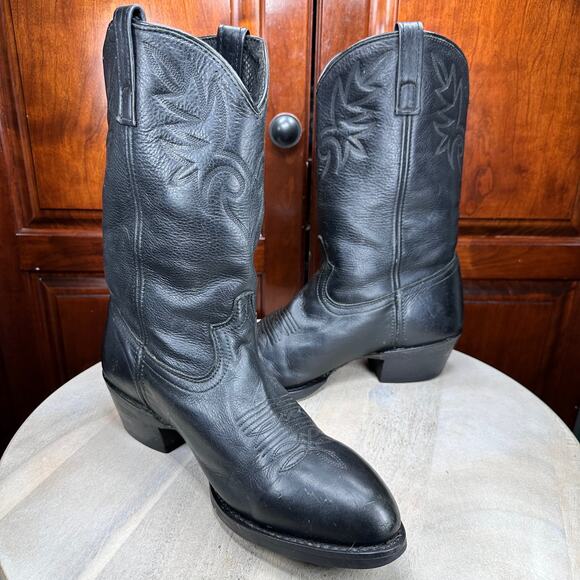 Dingo Men’s Black Leather Western Cowboy Boots Size 10 EW Country Riding EUC - Picture 5 of 16
